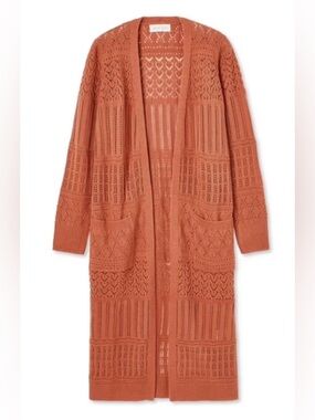 7. Wild Skye Open-Front Long Knit Cardigan Sweater - Rust